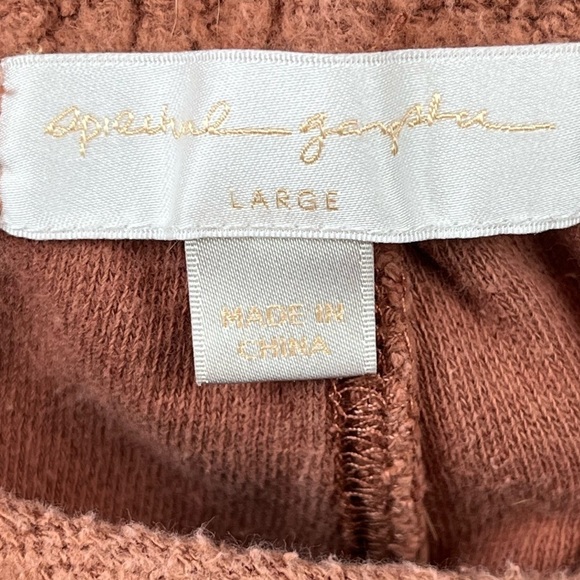 SPIRITUAL GANGSTER Linen Terry Cloth Brown Wide Leg Crop Pull On Pants Sz Large - Picture 8 of 13